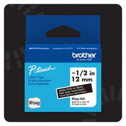 Brother BTAG-335 Címketekercs (12mm) White on Black - 4m