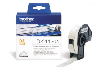 Brother DK-11204 elővágott öntapadós címke 400db/tekercs 17mm x 54mm White