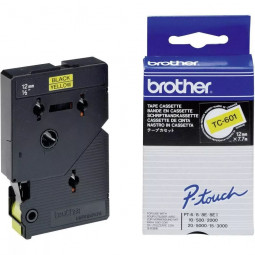 Brother TC-601 laminált P-touch szalag (12mm) Black on Yellow-7,7m