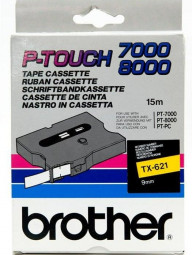 Brother TX-621 laminált P-touch szalag (9mm) Black on Yellow-15m