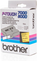 Brother TX-651 laminált P-touch szalag (24mm) Black on Yellow-15m