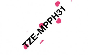 Brother TZe-MPPH31 laminált P-touch szalag (12mm) Black on Pink Heart - 4m