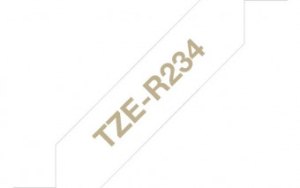 Brother TZe-R234 laminált P-touch flexibilis szövetszalag (12mm) Gold on White - 4m