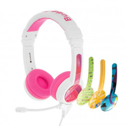 BuddyPhones School+ Wireless Bluetooth Headset for Kids Pink