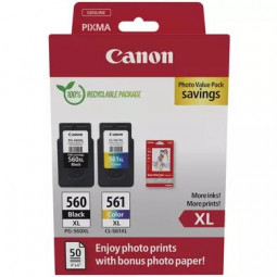 Canon PG-560 XL + CL-561 XL Multipack tintapatron + Photo Paper Value Pack