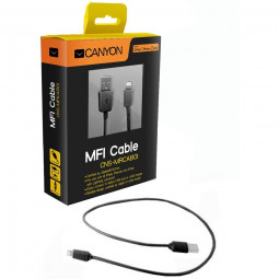 Canyon Ultra-compact MFI Apple Cable Apple 1m/2,8mm Black