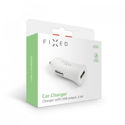 FIXED Car charger with USB output, 12W, white