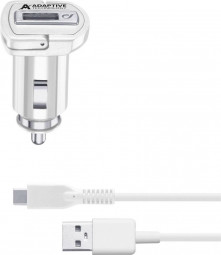 Cellularline Set car charger and USB-C cable, adaptive charging, 15W, white