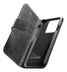 Cellularline Supreme book-type premium leather case for Apple iPhone 13 Black