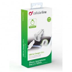 Cellularline Ultra car charger, 1xUSB, 10W/2,1A, white