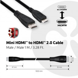 Club3D Mini HDMI to HDMI cable 1m Black