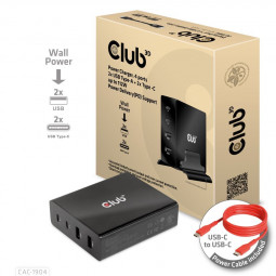 Club3D Power Charger 4 ports 2x USB Type-A 2x Type-C up to 112W Power Delivery(PD) Support