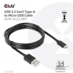 Club3D USB 3.2 Gen1 Type-A to Micro USB Cable M/M 1m Black