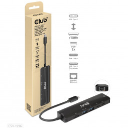 Club3D USB Gen1 Type-C 6-in-1 Hub Black