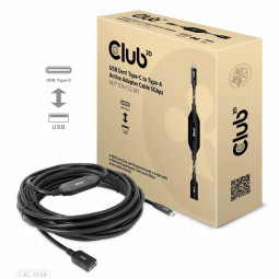 Club3D USB Gen1 Type-C to Type-A Active Adapter Cable 5Gbps M/F Cable 10m Black
