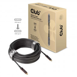 Club3D USB Gen2 Type C Active Optical A/V Unidirectional M/M cable 20m Black