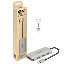 Club3D USB Gen2 Type-C to 10Gbps 4x USB Type-A Hub Silver