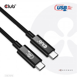 Club3D USB4 Gen3x2 Type-C Bi-Directional USB-IF Certified 8K60Hz Data 40Gbps, PD 240W(48V/5A) EPR M/M Cable 1m Black