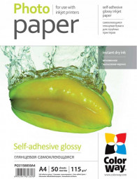 ColorWay Fotópapír fényes öntapadó (glossy self-adhesive) 115 - 80g/m2 A4 50 lap