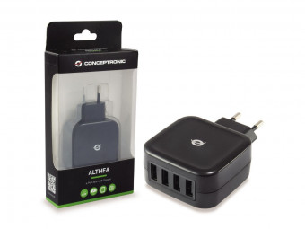 Conceptronic  ALTHEA04B  4-Port 25W USB Charger Adapter Black