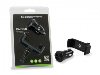 Conceptronic  CUSBCAR2AKIT 2-Port USB Car Charger Kit Black