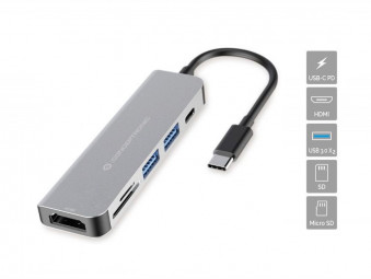 Conceptronic  DONN02G 6-in-1 USB 3.2 Gen 1 Docking Station Grey