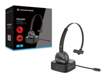 Conceptronic  POLONA03BDA Bluetooth Wireless Mono Headset with Charging Dock Black