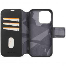 Decoded iPhone 15 Pro Case Leather Detachable Wallet Black