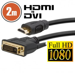Delight DVI-D (Dual Link) - HDMI kábel 2m Black aranyozott
