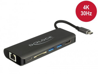 DeLock USB Type-C 3.1 Docking Station HDMI 4K 30Hz Gigabit LAN and USB PD function