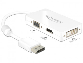 DeLock Displayport 1.1 male > VGA/HDMI/DVI-D (Dual Link) female Passive Adapter White