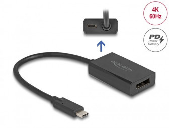 DeLock Adapter DisplayPort female to USB Type-C™ male (DP Alt Mode) 4K with PD 85W Black