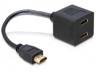 DeLock Adapter HDMI male to 2x HDMI female