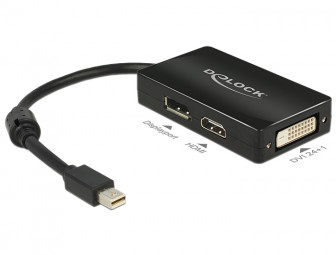 DeLock mini Displayport 1.1 male > Displayport / HDMI / DVI-D (Dual Link) female Passive Adapter Black