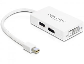 DeLock mini Displayport 1.1 male > Displayport / HDMI / DVI-D (Dual Link) female Passive Adapter White