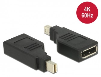 DeLock Adapter mini Displayport 1.2 male > Displayport female 4K 90° turned Black