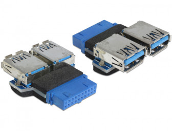 DeLock Adapter USB 3.0 pin header female > 2 x USB 3.0 female – parallel