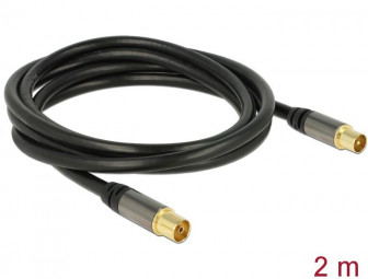DeLock Antenna Cable IEC Plug > IEC Jack RG-6/U 2m Black