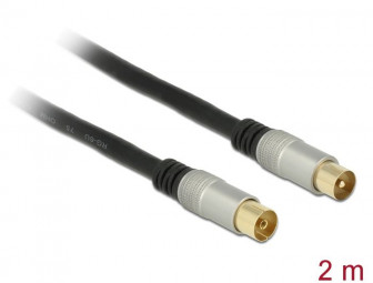 DeLock Antenna Cable IEC Plug > IEC Jack RG-6/U quad shield Premium 2m Black