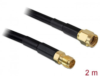 DeLock Antenna Cable RP-SMA Plug > RP-SMA Jack CFD/RF200 2m Low Loss