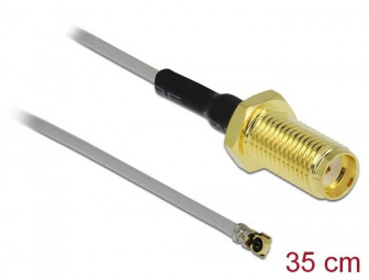 DeLock Antenna Cable SMA jack bulkhead to I-PEX Inc. MHF 4 plug 0.81 35 cm thread length 10mm
