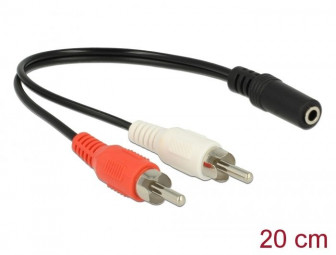 DeLock Audio Cable 2x RCA male to 1 x 3.5mm 3pin Stereo Jack 20cm