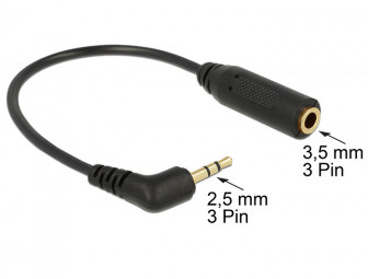 DeLock Audio Cable Stereo jack 2,5mm 3 pin male angled > Stereo jack 3,5mm 3 pin female