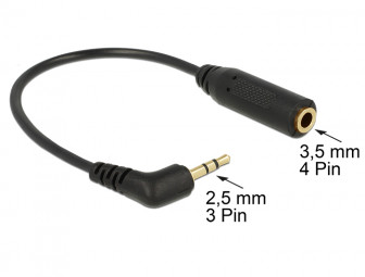 DeLock Audio Cable Stereo jack 2,5mm 3 pin male angled > Stereo jack 3,5mm 4 pin female