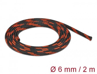 DeLock Braided Sleeve stretchable 2mx6mm Black/Red