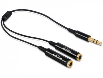 DeLock Cable audio splitter stereo jack male 3.5mm 3 pin > 2 x stereo jack female 3.5mm 3 pin 25cm