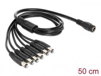 DeLock Cable DC Splitter 5.5 x 2.1 mm 1x female > 6x male Black