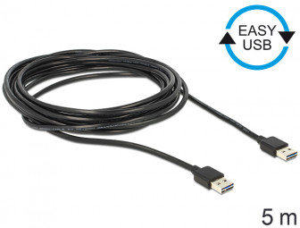 DeLock Cable EASY-USB 2.0 Type-A male > EASY-USB 2.0 Type-A male 5m Black