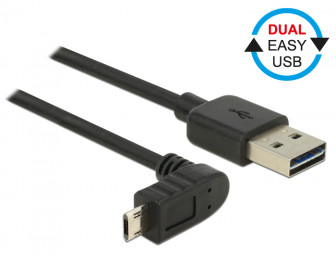 DeLock Cable EASY-USB 2.0 Type-A male > EASY-USB 2.0 Type Micro-B male angled up / down 0,5m Black