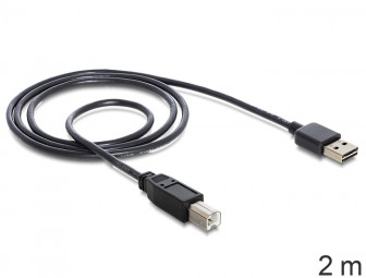 DeLock Cable EASY-USB 2.0 Type-A male > USB 2.0 Type-B male 2m Black